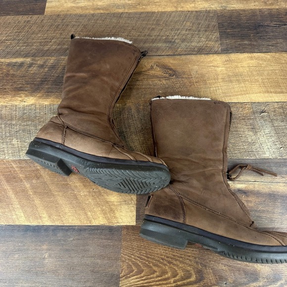 UGG Arquette Brown Leather Winter Boots Womens Size 7 Zip Sheepskin Cuff 1012514 - Picture 7 of 11